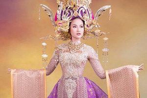 Lộ trang phục dân tộc của Khánh Ngân trước chung kết Miss Globe 